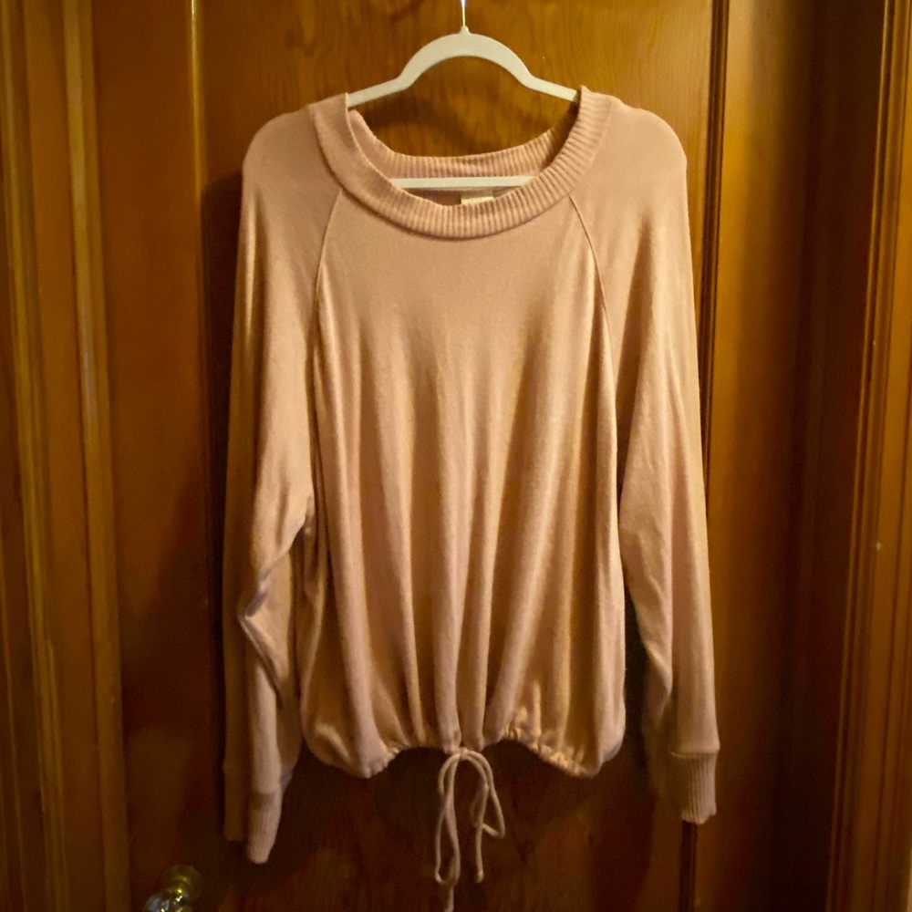 A New Day, Dusty Rose, Gathered Waist, Crew Neck Sweater, XL